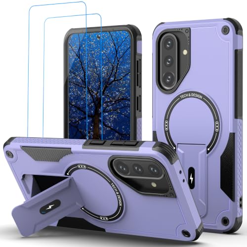 for Galaxy A37/A36-5G Case Military-Grade Dropproof Phone/Invisible Kickstand with MagSafe/HD Screen Protector, Protective Magnetic Phone Cover for Samsung Galaxy A37 4G/5G&A36 5G (Purple) - color: Purple