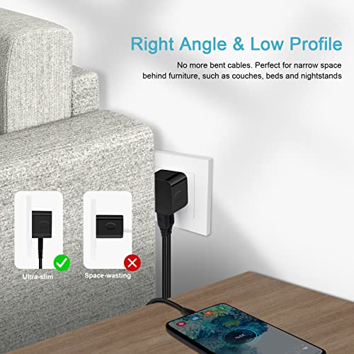 USB Wall Charger,USB Plug,2Pack Flat USBA Charger Block Charging Low Profile USBA Cube Charger Box Right Angle Plug Adapter for iPad Pro,iPad MiniiPad Air,iPhone 17 16 15 14 13 12 11 Max,Samsung,Pixel - color: Black