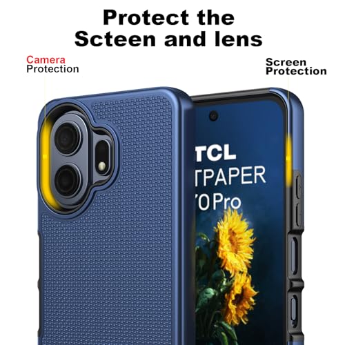 Ailiber Phone Case for TCL 70 Pro NxtPaper, Rugged & Screen Protector-Blue | Stylish Anti-Fingerprint Design, Lightweight PC Back & Soft Silicone Bumper, Shockproof Cover for Casual Active Lifestyles - color: Blue