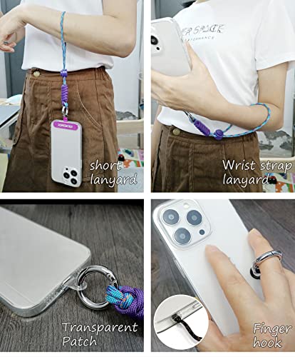 Adjustable Phone Wrist Strap for Women, Woven Bracelet for Keys - color: Purple Blue
