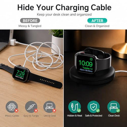 PZOZ Charging Stand for Apple Watch, Cable Management, 90° Nightstand Dock