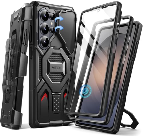 TONGATE Magnetic Stand for Samsung Galaxy S26 Ultra Case, Compatible with Magsafe, [Camera Cover & 2 Front Frames][Military Drop Protection] S26 Ultra Case Built-in Screen Protector & Belt Clip, Black - color: Black