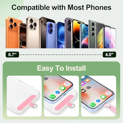 SHANSHUI Phone Lanyard Wrist Strap, Adjustable Wristlet Strap for Around The Hand With Tether Tabs Compatible for iPhone Android Smartphones-4PCS Black Pink - color: Black+multi-color Pink