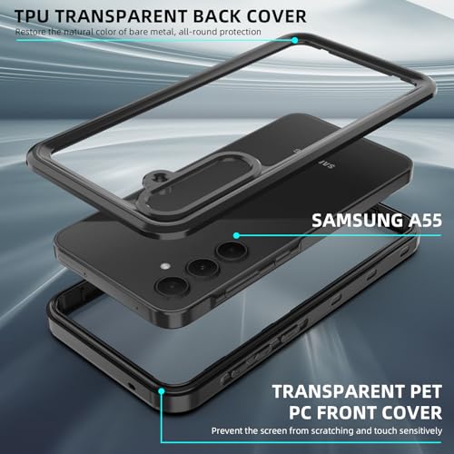 for Samsung Galaxy A55 5G Waterproof Case with Built-in Screen Protector-Rugged Full Body Dustproof Shockproof Drop with Cell Phone Ring Holder for Samsung A55 5G Phone Case Red