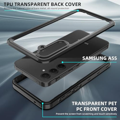 for Samsung Galaxy A55 5G Waterproof Case with Built-in Screen Protector-Rugged Full Body Dustproof Shockproof Drop with Cell Phone Ring Holder for Samsung A55 5G Phone Case Red
