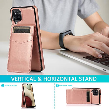 Phone Case for Samsung Galaxy A42 5G with Tempered Glass Screen Protector Credit Card Holder Wallet Cover Stand Leather Cell Accessories Glaxay A 42 G5 Gaxaly 42A S42 4G 2021 Cases Women Rose Gold - color: Rose Gold