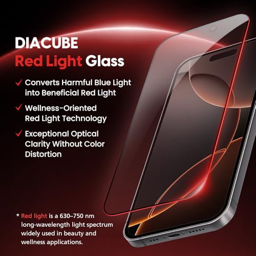 2-Pack for iPhone 17 Red Light Converter Screen Protector, Quantum Dot Technology Converts Blue Light to Red Light for Better Sleep & Eye Comfort, 9H Tempered Glass with Easy-Install Frame (iPhone 17)