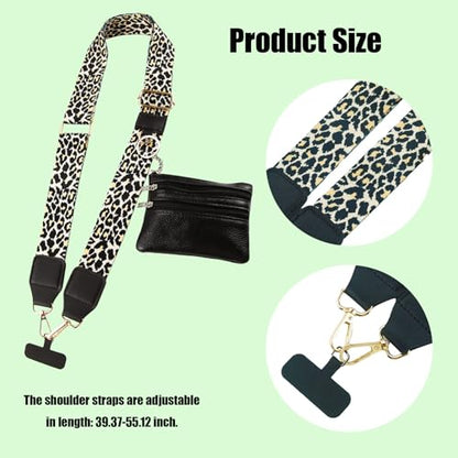 1Pack Canvas Phone Strap Crossbody Phone Strap Adjustable Anti Theft phone Lanyard for Women Phone Bags ID Cards - color: Leopard