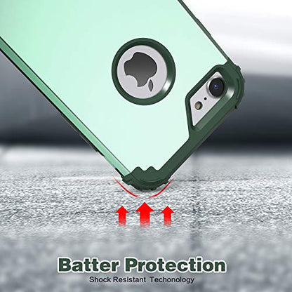 IDweel for iPhone 8 Case with Tempered Glass Screen Protector, for iPhone 7 Case, 3 in 1 Shockproof Slim Hybrid Heavy Duty Hard PC Cover Soft Silicone Bumper Full Body Case,Mint Green - color: Mint