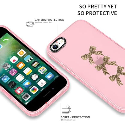 2 Pack Cute Cheetah Print Phone Case for iPhone 7/8 / SE 2020/2022 Pink Bow Case 4.7", Clear Coquette Fashion Luxury Leopard Pattern Design Girls Women Funda Shockproof Soft TPU Cover - color: Cheetah Print 04, size: iPhone 7 / 8 / SE 2020 / 2022
