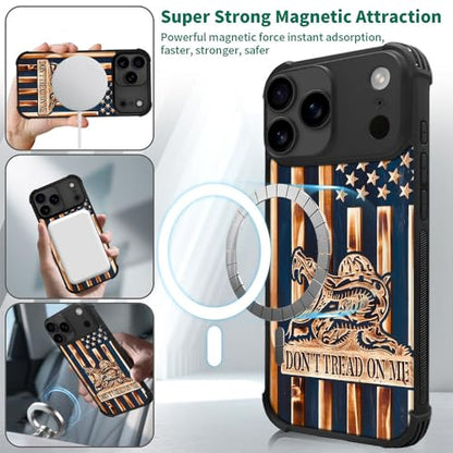 case for iPhone 17 Pro,Compatible with Magsafe,All-Round Protection Shockproof Anti-Scratches TPU Case Cover-Dont Tread On Me Wood Grain American Flag - color: Dont tread on me Wood grain American flag, size: IPhone 17 Pro