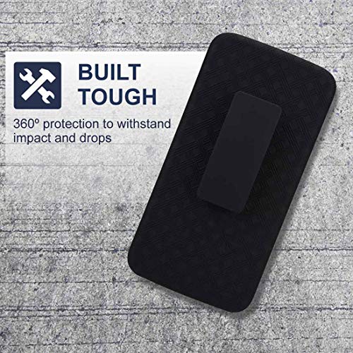 Designed for Moto Z2 Force / Z2 Play Case with Belt Clip Holster | Rugged Holster & Protective Phone Case Combo with Anti-Slip Texture - Black