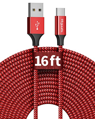 etguuds Long USB to USB C Cable, 16ft USB A to USB C Cable Fast Charging - color: Red