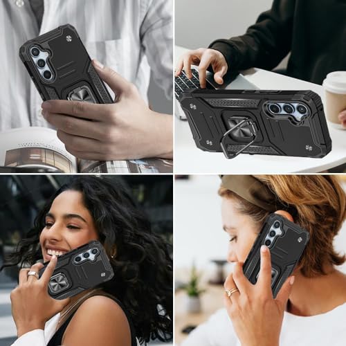 for Samsung S23 FE Case: S23 FE Case with Screen Protector: (Heavy Duty) Military Grade 360° Rotatable Kickstand Shockproof Protective Cases for Samsung Galaxy S23 FE (Black) - color: Samsung S23 FE Case Black