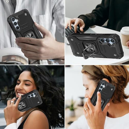 for Samsung S23 FE Case: S23 FE Case with Screen Protector: (Heavy Duty) Military Grade 360° Rotatable Kickstand Shockproof Protective Cases for Samsung Galaxy S23 FE (Black) - color: Samsung S23 FE Case Black