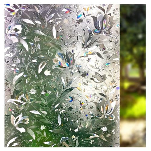 LEMON CLOUD Window Privacy Film, Tulip Stained Glass Sticker 17.5″ x 118.1″ - color: 3d, size: 17.5 x 118.1 Inch