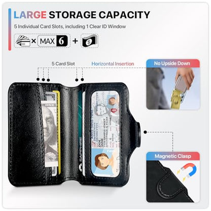 for Magsafe Wallet Magnetic Phone Wallet Card Holder for iPhone 17 16 15 14 13 Pro Max Plus, 5 Slots RFID Blocking, Strong Magnet, Luxury Leather Mag Safe Wallet for Women Men, Black - color: Glossy Black