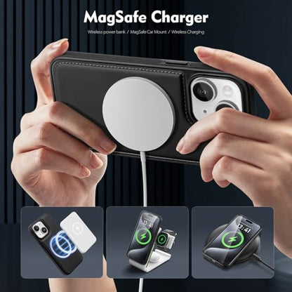 Shieldtop Compatible with MagSafe iPhone 14 Plus Wallet Case,Black | 2 in 1 Detachable Magnetic,Credit Card Holder Slots,RFID Blocking,PU Leather,Kickstand,Flip Folio Phone Cover for Men & Women - color: Black, size: iPhone 14 Plus 6.7"