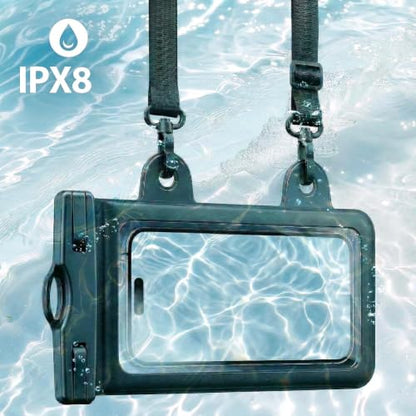 Waterproof Phone Pouch for iPhone 17 16 15 Pro Max IPX8 Dual-Hook | Lightweight, Large Cellphone Dry Bag, IPX8 Rated, Beach Essential, Cruise Ship, 1 Pack, 8.3 inch - color: A4-Black-Dual-Hook