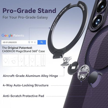 CASEKOO Geo Purple 26U Case with 360 Spin Magnetic Stand, Fit for MagSafe | 360 Spin Magnetic Stand, Fit for MagSafe, 18FT MIL-STD Protection, Invisible Ring Holder Phone Case - color: Two-Tone Purple