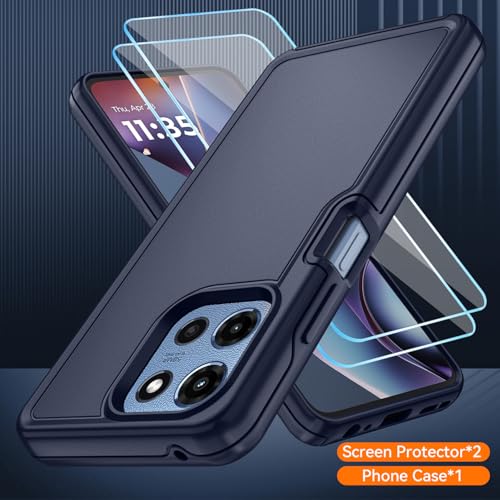for Motorola Moto G 5G 2025/2026 Case with HD Screen Protector, Moto G Play 2026 Heavy Duty Shockproof Military Grade Full Body Protection Phone Cover (Dk Blue) - color: Dk Blue