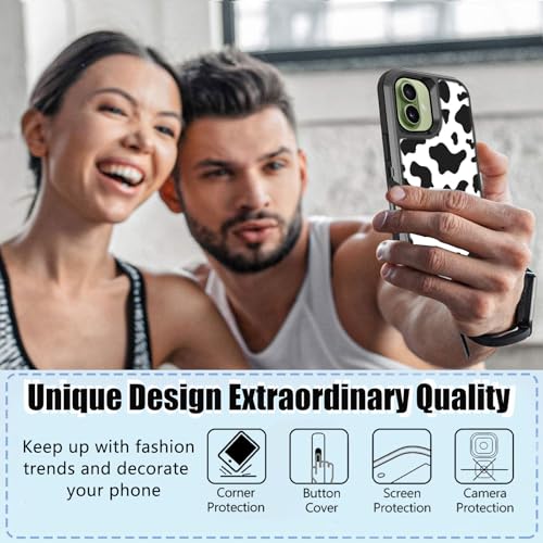 for iPhone 17 Case with Screen Protector Cute Luxury Cow Print Design 3-Layer Rugged Heavy Duty Shockproof Protective Phone Case for iPhone 17 Women - color: Green