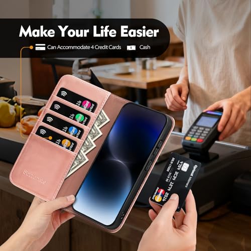 Compatible with Samsung Galaxy S25 Case Wallet with Card Holder [4 Card Slots] Kickstand [RFID Blocking] PU Leather Phone Case Flip Folio Protective Cover TPU Shockproof,Rose Gold - color: Rose Gold, size: Samsung Galaxy S25 5G