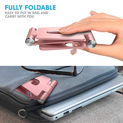 Aduro U-Rise XL Adjustable Aluminum Tablet Stand iPad Holder Foldable Phone Stand Compatible with iPhone iPad Pro 11, 9.7, 10.5 Air Mini 4 3 2, Nexus, Tab, E-Reader (4-12") Rose Gold - color: Rose Gold