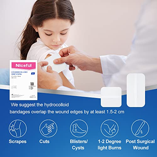 Niceful Hydrocolloid Bandages 2" x 4", 10 Count - size: 2" x 4" (10 Dressings)