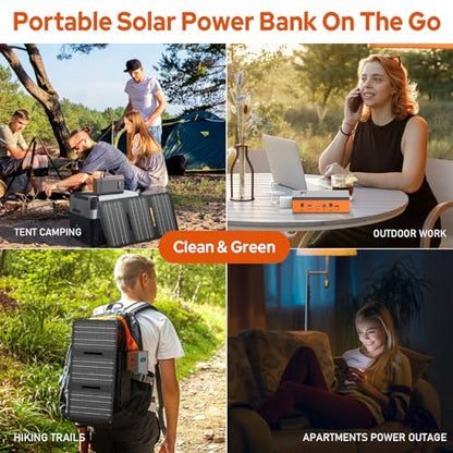 Portable Power Bank with AC Outlet, 65W 110V Portable Laptop Charger Backup - color: Orange Grey
