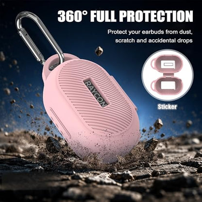 Case for Raycon Everyday Classic Headphones, Shockproof Soft Silicone Case for Raycon Earbuds Bluetooth Wireless, Ultra-Lightweight Protective Cover with Cleaning kit & Keychain, Pink - color: Pink