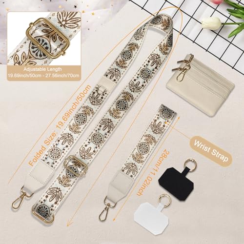 Cell Phone Lanyard with Wallet - Anti-Theft Crossbody Adjustable Phone Strap for Most Smartphones, for Men & Women - color: Beige