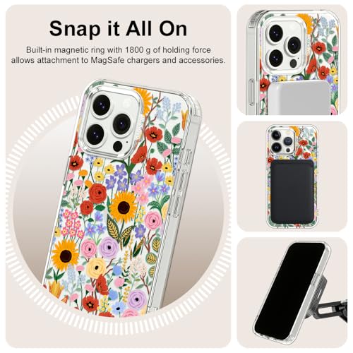 MOSNOVO Case for iPhone 13 Pro, [Compatible with Magsafe] [Buffertech 6.6ft Military-Grade Drop Protection] [Anti Peel Off Tech] Clear Phone Case Design - Blossom & Bloom - color: Blossom & Bloom, size: iPhone 13 Pro