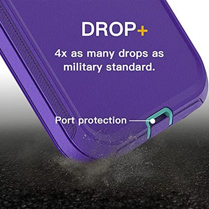 AICase for iPhone 13 Pro Max Case with Belt-Clip Holster, Screen Protector, Heavy Duty Protective Phone Case, Military Grade Full Body Protection Shockproof/Dustproof/Drop Proof Rugged Cover - color: Purple with Belt+Glass Protector