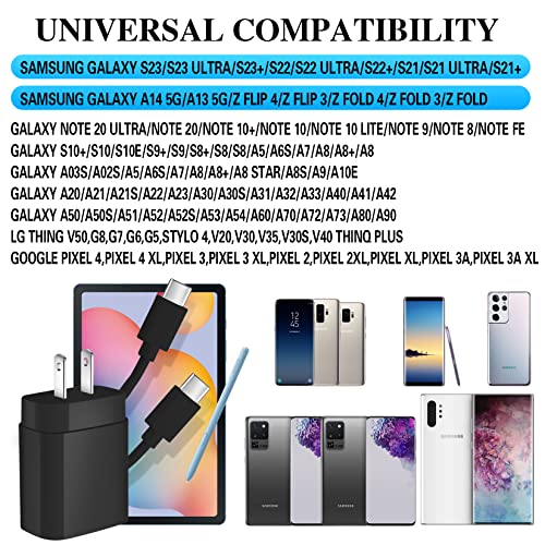 Samsung Super Fast Charger,Samsung Charger Fast Charging Block,3Pack 25WSamsung USB C Wall Charger,10FT Quick USB C Cable for SamsungGalaxy S26 Ultra/S26/S25+/S24/S23/S22/S21/Z Fold 8/7/6,Z Flip 8/7/6 - color: Black, size: 10FT 3Pack