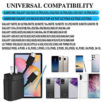 Samsung Super Fast Charger,Samsung Charger Fast Charging Block,3Pack 25WSamsung USB C Wall Charger,10FT Quick USB C Cable for SamsungGalaxy S26 Ultra/S26/S25+/S24/S23/S22/S21/Z Fold 8/7/6,Z Flip 8/7/6 - color: Black, size: 10FT 3Pack