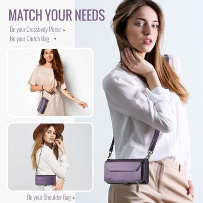 for Samsung Galaxy S23 FE Wallet Case with Card Holder, Purple | RFID Blocking Slots, Crossbody Lanyard, Wrist Strap, Zipper Pocket Purse Handbag, Magnetic Closure - color: Purple, size: Galxay S23 FE