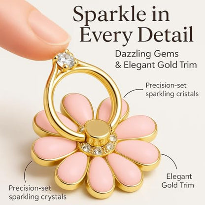 NXVX Daisy Flower Phone Ring Holder, Pink Bling Finger Grip & Kickstand - color: Pink
