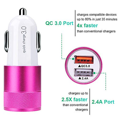 Fast Car Charger, Quick Charging 5.4A/30W Phone USB Car Charger Adapter - color: pink, style: USB A