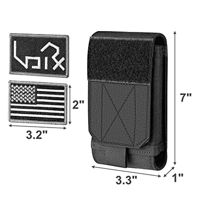 Urvoix MOLLE Cell Phone Pouch, Tactical Belt Phone Holster with Patches | Heavy Duty Case Fits MOLLE Backpacks, Vests & Gear for Outdoor EDC, Nylon Phone Bag for iPhone 17 16 15 14 13 12 Pro Max - color: w/ Patch