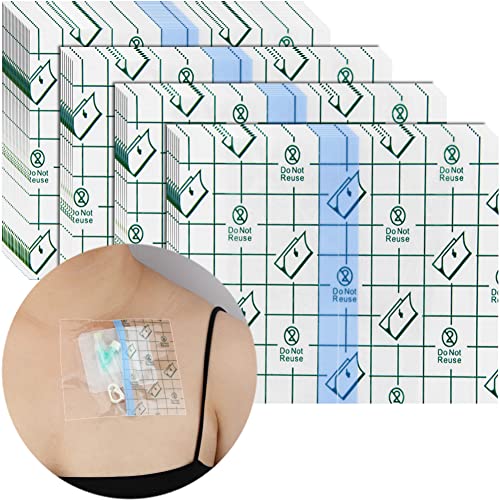 50Pcs Waterproof Shower Protector Bandage 4x4.7 inch for Chest Chemo Port Dialysis Catheter Shower Cover Hemodialysis Surgery Incisions Guard Bath Patch Transparent Film Clear Adhesive Wounds Dressing - size: 4x4.7 Inch (Pack of 50)
