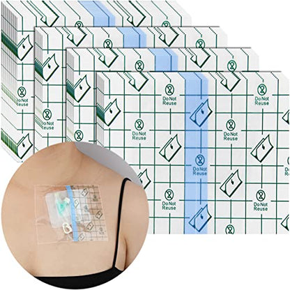 100Pcs Waterproof Shower Protector Bandage 4"x4.7" for Chest Chemo Port Dialysis Catheter Shower Cover Hemodialysis Surgery Incisions Guard Bath Patch Transparent Film Clear Adhesive Wounds Dressing - size: 4x4.7 Inch (Pack of 100)