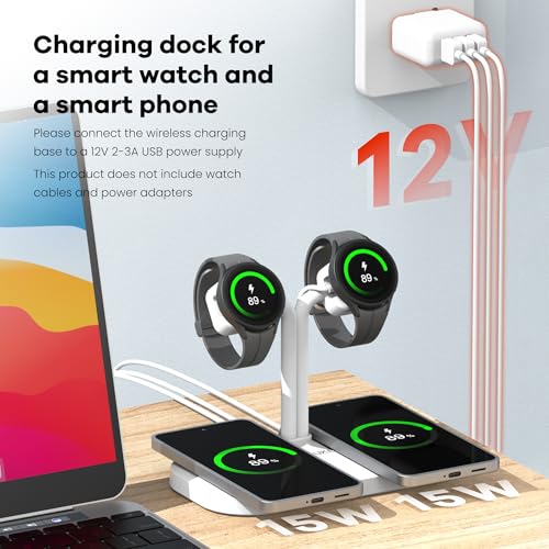 4 in 1 Dual Wireless Charging Dock and Watch Stand - color: A422SW-White