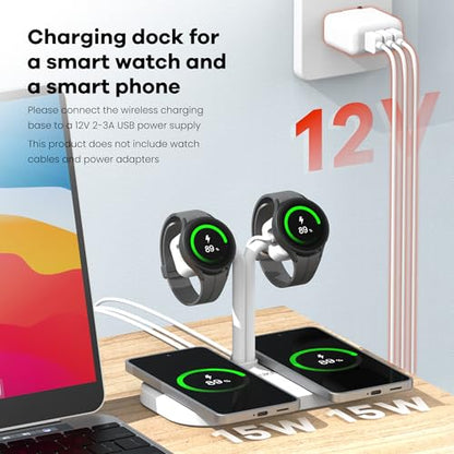 4 in 1 Dual Wireless Charging Dock and Watch Stand - color: A422SW-White