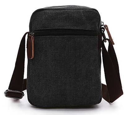 Mini Crossbody Bags for Women and Men - Small Purses and Handbags - Travel Bag - Canvas Shoulder Purse - color: Black