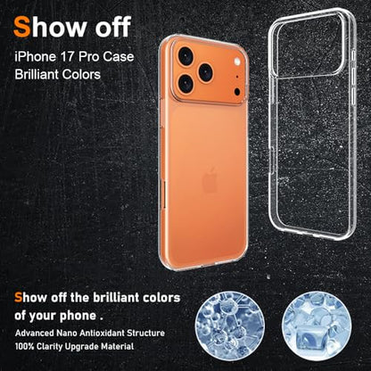 Silicone Clear for iPhone 17 Pro Case,Ultra Thin with Comfort Grip | Soft Slim-Fit TPU iPhone 17 Pro Phone Cover,Non-Slip,Shockproof Protection,Scrath-Resistant - size: iPhone 17 Pro case