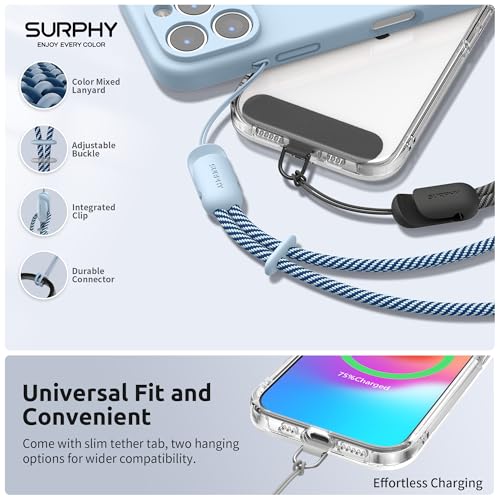 SURPHY 3 Pack Phone Wrist Strap, Phone Lanyard with Cellphone Tether Tab - color: Gray & Black & Cloud Blue