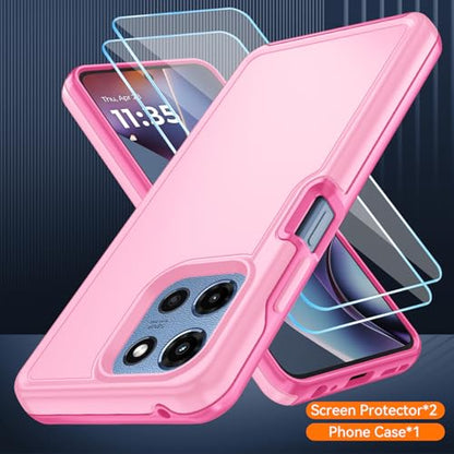 for Motorola Moto G 5G 2025/2026 Case with HD Screen Protector, Moto G Play 2026 Heavy Duty Shockproof Military Grade Full Body Protection Phone Cover (Purple Pink) - color: Purple Pink
