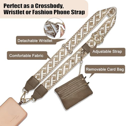 Cell Phone Lanyard with Wallet - Anti-Theft Crossbody Adjustable Phone Strap for Most Smartphones, for Men & Women - color: Coffee