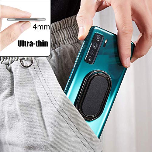 Foldable Phone Ring Holder, 360° Rotating Metal Grip Kickstand - color: Gun Black, size: Oval black